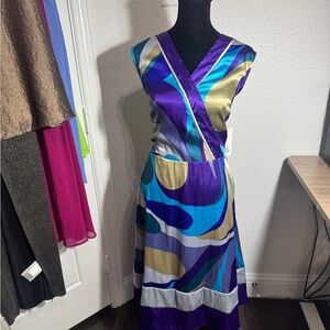 Alyn Paige Vibrant Purple and Blue Midi Dress